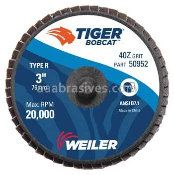 Weiler 50952 3" BobCat Mini Abrasive Flap Disc Conical Type 29 Type R Mount 40 Z