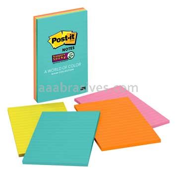 Post-it™ Super Sticky Notes 4621-SSMIA 4 in x 6 in Miami Collection 3M 7100088885