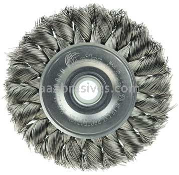 Weiler 08254 3" Standard Twist Knot Wire Wheel .0118" Stainless Steel Fill 1/2"-3/8" Arbor Hole