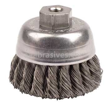Weiler 13021 2-3/4" Single Row Knot Wire Cup Brush .014" Steel Fill 3/8"-24 UNF Nut