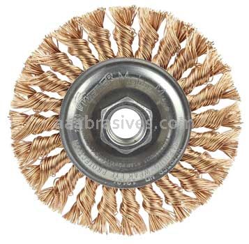 Weiler 13121 Standard Twist Knot Wire Wheel 4" .020" Bronze 5/8"-11 UNC Nut
