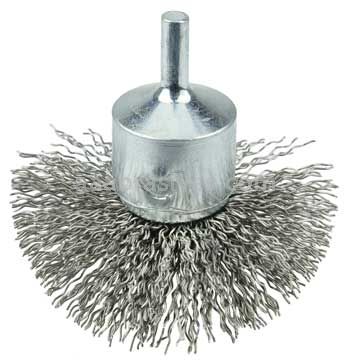 Weiler 10074 3" Circular Flared Crimped Wire End Brush .020" Stainless Steel Fill