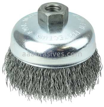 Weiler 36236 Wolverine 4" Crimped Wire Cup Brush .020" Steel Fill 5/8"-11 UNC Nut