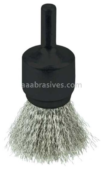 Weiler 10017V 3/4" Crimped Wire End Brush .006" Stainless Steel Fill Vending Ready
