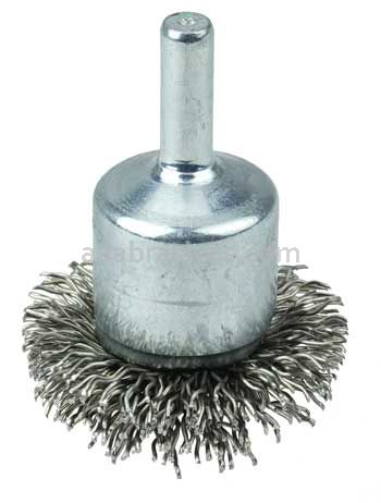 Weiler 10047 1-1/2" Circular Flared Crimped Wire End Brush .020" Stainless Steel Fill