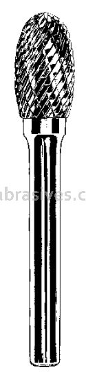 Dynabrade Carbide Burr 1/8" (3 mm) Dia. SE-41 D/C Burr Oval 7/32" (6 mm) Flute L 1/8" Shank