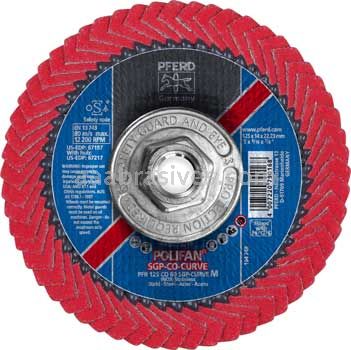 Pferd 67217 5x5/8-11 60 Grit Ceramic Polifan Curve Medium Flap Disc