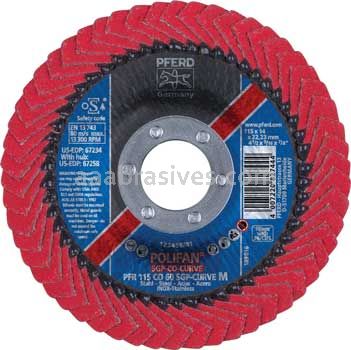 Pferd 67234 4-1/2x7/8 60 Grit Ceramic Polifan Curve Medium Flap Disc