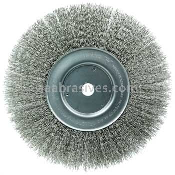 Weiler 01898 10" Narrow Face Crimped Wire Wheel .014" Stainless Steel Fill 3/4" Arbor Hole