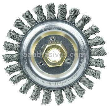 Weiler 09856 Roughneck Jr. 5" Filler Pass Weld Cleaning Brush .023" Steel Wire Fill 5/8"-11 UNC Nut