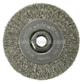 Weiler 13081 4" Narrow Face Crimped Wire Wheel .014" Steel Fill 5/8"-11 UNC Nut