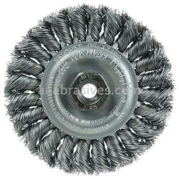 Weiler 13100 Standard Twist Knot Wire Wheel 4" .014" Steel Fill M10x1.25 Nut
