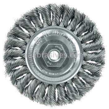 Weiler 13117 Standard Twist Knot Wire Wheel 4" .020" Steel Fill 3/8"-24 UNF Nut