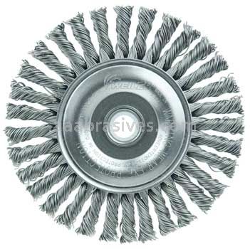 Weiler 13124 Mini Roughneck 4" Stringer Bead Wire Wheel .020" Steel Fill 1/2"-3/8" Arbor Hole