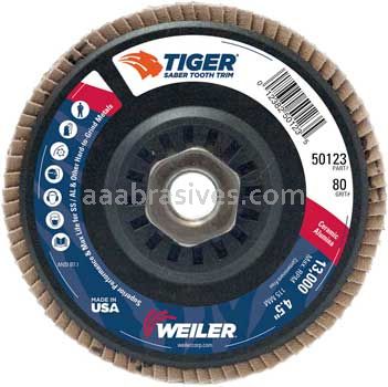 Weiler 50123 4-1/2" Tiger Ceramic Abrasive Flap Disc