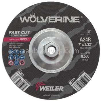 Weiler 56477 7" x 3/32" Wolverine Type 27 Cutting Wheel A24R 5/8"-11 Nut