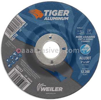 Weiler 58217 5 x 1/8 TIGER ALUMINUM Type 27 Cut/Grind Combo Wheel ALU30T 7/8 AH