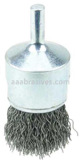 Weiler 36248 Wolverine 1" Crimped Wire End Brush .014" Steel Fill 1/4" Stem