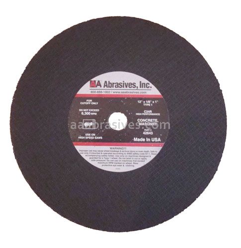 7x3/32x7/8, Cutting Wheel, T-1, Resin Bond, C24R, Masonry, High Speed