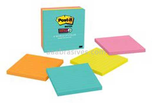 Post-it&trade; Super Sticky Notes 675-4SSMIA 4 in x 4 in Miami Collection 3M 7100089773