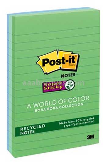Post-it™ Super Sticky Recycled Notes 660-3SST 4 in x 6 in Bora Bora Collection 3M 7010311470