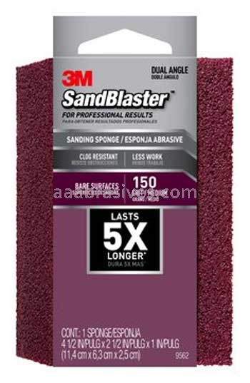 3M™ 7010331955 SandBlaster™ Edge Detailing Sanding Sponge 4-1/2x2-1/2x1 150 Grit