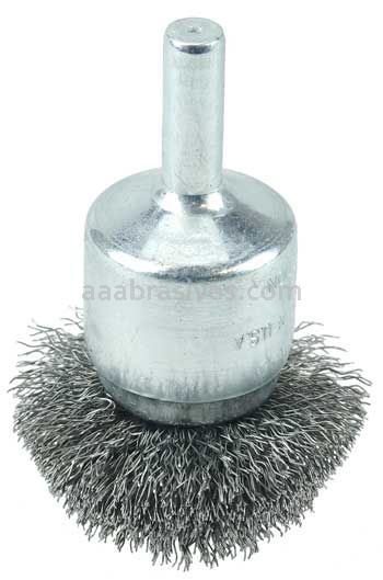 Weiler 10044 1-1/2" Circular Flared Crimped Wire End Brush .006" Steel Fill