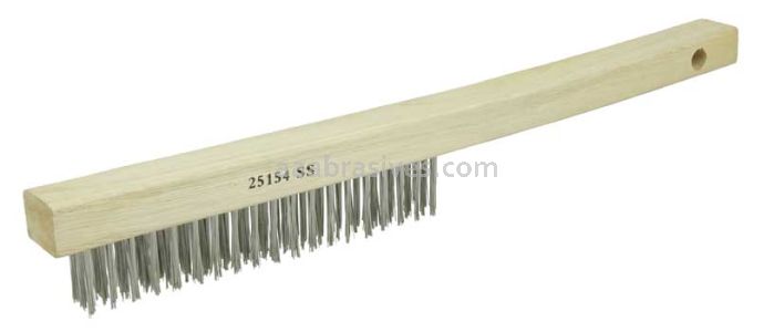 Weiler 25154 Vortec Pro Hand Wire Scratch Brush .012 Stainless Steel Fill Curved Handle 3 x 19 Rows