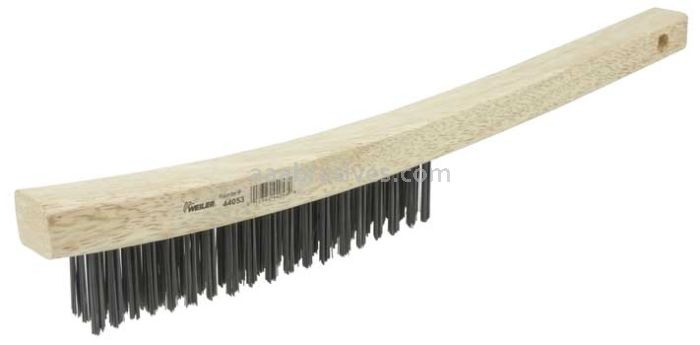 Weiler 44053 Hand Wire Scratch Brush .012 Carbon Steel Fill Curved Handle 3 x 19 Rows