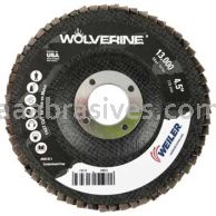 Weiler 31342 - 4-1/2" 24Z 7/8" A.H. Wolverine Abrasive Flap Disc Angled Phenolic Backing - 012382313425