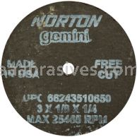 Norton 3 x 1/8 x 1/4 Gemini Free Cut D Sides Reinforced Type 01 Straight Wheels