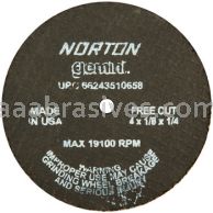 Norton 4 x 1/8 x 1/4 Gemini Free Cut D Sides Reinforced Type 01 Straight Wheels