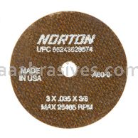 Norton 3 x .035 x 3/8 A60-OBNA2 D Sides  Reinforced Type 01 Straight Wheels