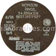 Norton 5 x .050 x 7/8 Norzon Thin Cut D Sides Reinforced Type 01 Straight Wheels