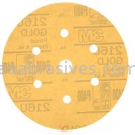3M&trade; 7000119688 6" P400 Grit 216U Hookit&trade; Gold Dust Free Sanding Disc 01073