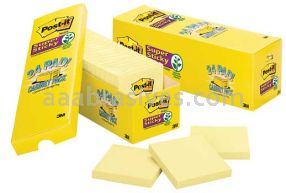 Post-it&trade; Super Sticky Notes 654-24SSCP 3 in x 3 in Canary Yellow 3M 7100063858