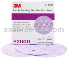 3M&trade; 7100122799 6” P2000 Grit 260L Hookit&trade; Purple Finishing Film Abrasive Disc
