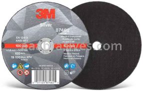 3M&trade; 7100139215 4 x .060 x 3/8 Type 1 Silver Cut-Off Wheel 87462