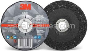 3M&trade; 7100141076 4 x 1/4 x 5/8 Type 27 Silver Depressed Center Grinding Wheel 87456