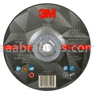 3M&trade; 7100244821 6x1/4x5/8-11 T27 Quick Change Silver Depressed Center Grinding Wheel 87447