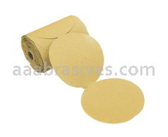 8" PSA Disc Roll, No Hole, 100 per roll, C-Wt, 120 A/O Gold Stearate