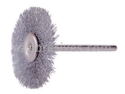 Osborn 1” Miniature Wheel Brush 3/32” Stem Dia x .005 Brass #75758