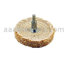 Mounted Buffing Wheel 3" x 1/4" shank 11 Ply Spiral Sewn 160-3SM Sisal Tan