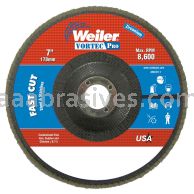 Weiler 31360 - 7" , 24Z, 7/8" A.H., Vortec Pro Abrasive Flap Disc, Angled, Phenolic Backing - 012382313609