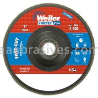 Weiler 31365 - 7" , 120Z, 7/8" A.H., Vortec Pro Abrasive Flap Disc, Angled, Phenolic Backing - 012382313654