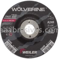 Weiler 56466 - 5" x 1/4" A24R 7/8" A.H. Type 27 Grinding Wheel - 012382564667
