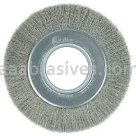 Weiler 03480 6" Wide Face Crimped Wire Wheel .006" Stainless Steel Fill 2" Arbor Hole