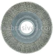 Weiler 03590 8" Wide Face Crimped Wire Wheel .0118" Stainless Steel Fill 2" Arbor Hole