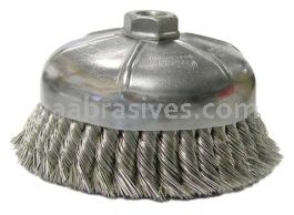 Weiler 12476 6" Single Row Knot Wire Cup Brush .023" Stainless Steel Fill 5/8"-11 UNC Nut