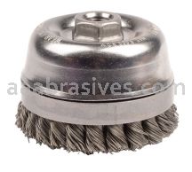 Weiler 12796 4" Double Row Knot Wire Cup Brush Banded .020" Steel Fill 5/8"-11 UNC Nut